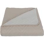Sengetæppe - 140X240 cm - Vendbart sandfarvet og hvidt - Tæppe til enkelseng