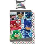 Sengetøj til børn - 150x210 cm - PJ Masks - Pyjamas heltene - Sengesæt med 2 i 1 design - 100% bomuld