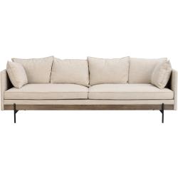 Shelton sofa Beige stof/brun ask/sort metal 218 x 91 cm
