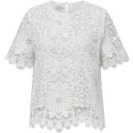 Hvide Festlige bluser i Polyester med rund udskæring med korte ærmer Størrelse XL til Damer 