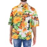 Orange MSGM Sommer Kortærmede skjorter i Bomuld med korte ærmer Størrelse XL med Blomstermønster til Herrer på udsalg 