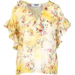 Gule MSGM Sommer Kortærmede skjorter med Flæser med V-udskæring med korte ærmer Størrelse XL med Blomstermønster til Damer 