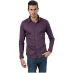 Violette Langærmede skjorter i Bomuld Med lange ærmer Størrelse XL til Herrer 