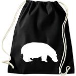 ShirtInStyle Gym Sack Gymnastics bag Cult bag Animals Hippo - Black