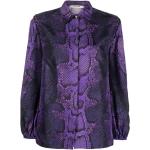 Mørkelilla Roberto Cavalli Langærmede skjorter i Silke Størrelse XL til Damer på udsalg 