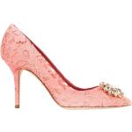 Pinke Elegant Dolce & Gabbana Stiletter i Bomuld Stilethæle med spidse skosnuder Størrelse 40.5 med Blomstermønster til Damer på udsalg 