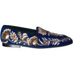 Blå Dolce & Gabbana Loafers i Fløjl med Palietter Størrelse 42 til Herrer på udsalg 