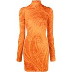 Orange Korte Etro Aftenkjoler Med lange ærmer Størrelse XL med Blomstermønster til Damer på udsalg 
