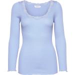 Blå rosemunde Langærmede t-shirts i Silke Med lange ærmer Størrelse XL til Damer på udsalg 