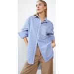Blå Langærmede skjorter i Bomuld Med lange ærmer Størrelse XL med Striber til Damer 