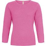 Pinke Økologiske Bæredygtige Sweaters i Bomuld med rund udskæring Med 3/4 ærmer Størrelse XL til Damer på udsalg 