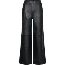 Slffianna Hw Wide Leather Pant Bottoms Trousers Leather Leggings-Bukser Black Selected Femme