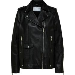Slfmadison Leather Jacket B Noos Læderjakke Skindjakke Black Selected Femme