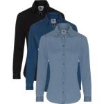 Mørkeblå Langærmede skjorter i Denim Med lange ærmer Størrelse XL til Herrer 