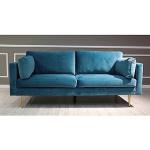 Blå Sofaer i Fløjl til 3 Personer med Ben 