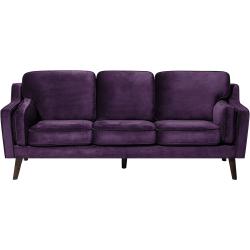 Sofa Violet 3 Personers Velour Træben Klassisk Stil