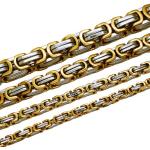 Soul-Cats®Byzantine chain necklace bracelet set curb chain stainless steel gold silver black, size: 5 mm color: gold / silver; selection: chain 50 cm