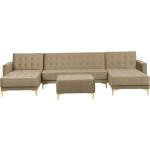 Sandfarvede Beliani Aberdeen Chaiselong sofaer i Fløjl på udsalg 