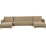 Sandfarvede Beliani Aberdeen Chaiselong sofaer i Fløjl på udsalg 