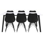 Spisebordssæt - Bjørk hvid/sort 180 cm + 6 x comfort sort spisebordsstole