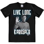 Sorte Star Trek Spock Logoshirt T-shirts med rund hals i Bomuld med korte ærmer Størrelse XL til Herrer 