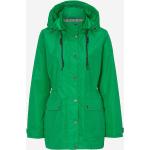 Grønne Sporty Vindtætte Parka coats i Mesh Størrelse XL med hætte med Striber til Damer på udsalg 
