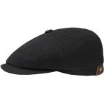 Stetson Hatteras Noir Women's / Men's Peaked Cap - Flat Cap with Wool and Cashmere - Wool Hat Autumn/Winter - Balloon Hat with Flannel Lining - Flat Cap, black