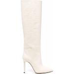 Hvide Elegant Knæhøje støvler i Læder Stilethæle med spidse skosnuder Størrelse 37.5 til Damer på udsalg 