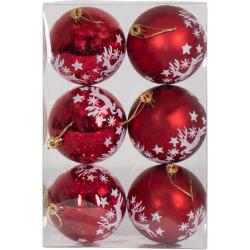 Store julekugler - 6 stk Røde - 8 cm i diameter - Flot juletræspynt