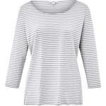 Grå Peter Hahn T-shirts med rund hals i Viskose med rund udskæring Med 3/4 ærmer Størrelse XL med Striber til Damer 