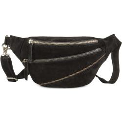 Style Ghita i sort ruskind: Cool bumbag / bæltetaske i lækkert, blødt ruskind m. flot lynlåsdetalje