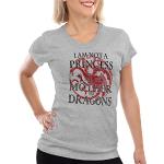 Grå Game of Thrones House Targaryen Kortærmede t-shirts i Bomuld med korte ærmer Størrelse XL til Damer 