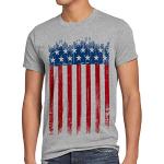 Grå Kortærmede t-shirts med USA i Bomuld med korte ærmer Størrelse XL med Striber 