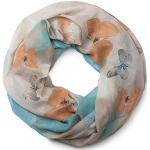styleBREAKER butterfly pattern loop tube scarf, silky and light, women 01016097, colour:brown-blue