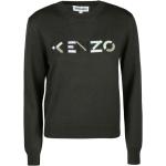 Grå KENZO Logo Striktrøjer i Uld Størrelse XL til Damer på udsalg 