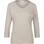 Beige Elegant Peter Hahn T-shirts med 3/4-ærmer i Bomuld med Glitter Med 3/4 ærmer Størrelse XL til Damer 