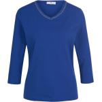 Blå Elegant Peter Hahn T-shirts med 3/4-ærmer i Bomuld med Glitter Med 3/4 ærmer Størrelse XL til Damer 