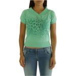 Grønne MET Kortærmede t-shirts i Bomuld med V-udskæring med korte ærmer Størrelse XL med Leopard til Damer på udsalg 