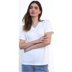Hvide Kortærmede t-shirts i Modal med V-udskæring med korte ærmer Størrelse XL til Damer 