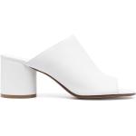 Hvide Elegant Maison Martin Margiela Sommer Sandaler med hæl i Læder blokhæle Med elastik med peep toe Størrelse 38.5 til Damer på udsalg 