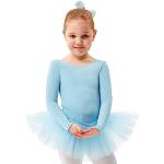 tanzmuster ® Alea Girls' Ballet Dress Tutu Size 92-170 Cotton Ballet Bodysuit with Tulle Skirt Children's Ballet Jersey, lightblue