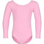 Tanzmuster Children’s Long Sleeve Ballet Suit Lilly with Round Neck and Back Neck Basic ballet jersey in the colours pink, white, light blue, black, burgundy, navy blue, lavender and purple., pink, 104/110