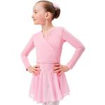 tanzmuster Ballett Wickeljacke Mädchen - Mandy - extra weicher Baumwollstoff - Ballettjacke zum Binden für Kinder - rosa 128/134