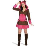 Teddy Costume Women Bear Costume Dress with Decorative Hood Mini Dress Brown, Pink - 40/42