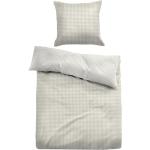 Ternet sengetøj 140x220 cm - Stribet Sengelinned i 100% bomuld - Beige - Vendbart design - Tom Tailor