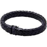 Thick Leather Bracelet With Detailed Black Plated Lock Nialaya Black