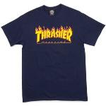 Thrasher Flame Kortærmet T-Shirt Navy Blå S Blå