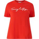 Røde Tommy Hilfiger Signature Plus size t-shirts i Bomuld med korte ærmer Størrelse XL til Damer 
