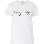 Hvide Tommy Hilfiger Signature T-shirts med tryk i Bomuld med rund udskæring Størrelse XL til Damer 