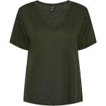 Grønne Pieces Kortærmede t-shirts med V-udskæring med korte ærmer Størrelse XXL til Damer på udsalg 